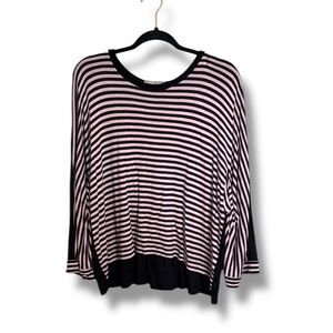 Adidas by Stella McCartney Pink and Black Striped Long Sleeve Blouse Size Large